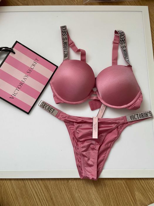 komplet bielizny victoria's secret rose pink new+torebka 85C