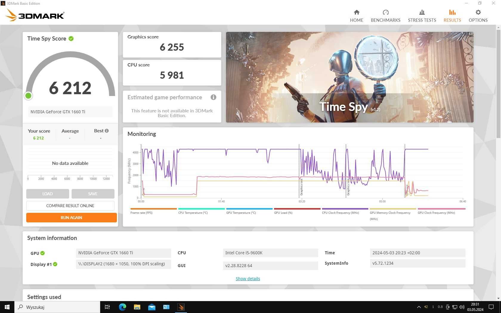 i5 9600k 4,6 GHz, GTX 1660 Ti, 16GB 4000Mz, SSD +2TB