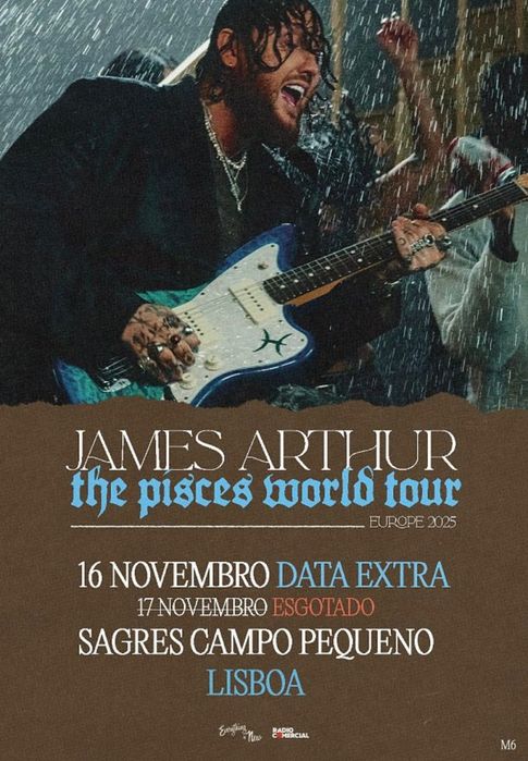 Troco 2 Bilhetes para James Arthur 17/11 para 2 bilhetes de dia 16/11