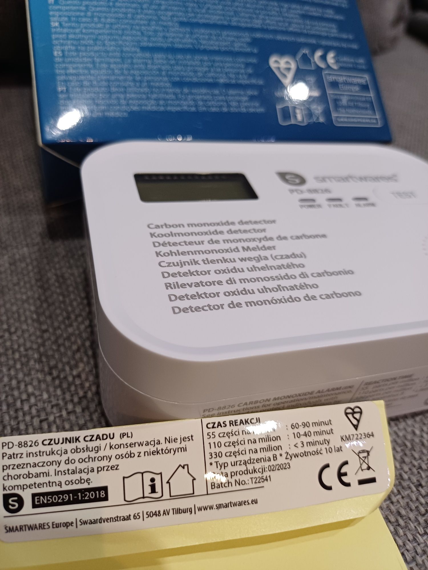 Czujnik czadu tlenku węgla BATERYJNY SMARTWARES