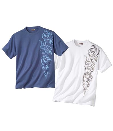 Koszulka męska T-shirt zestaw 2 sztuki bawełna z nadrukiem 3XL S6015