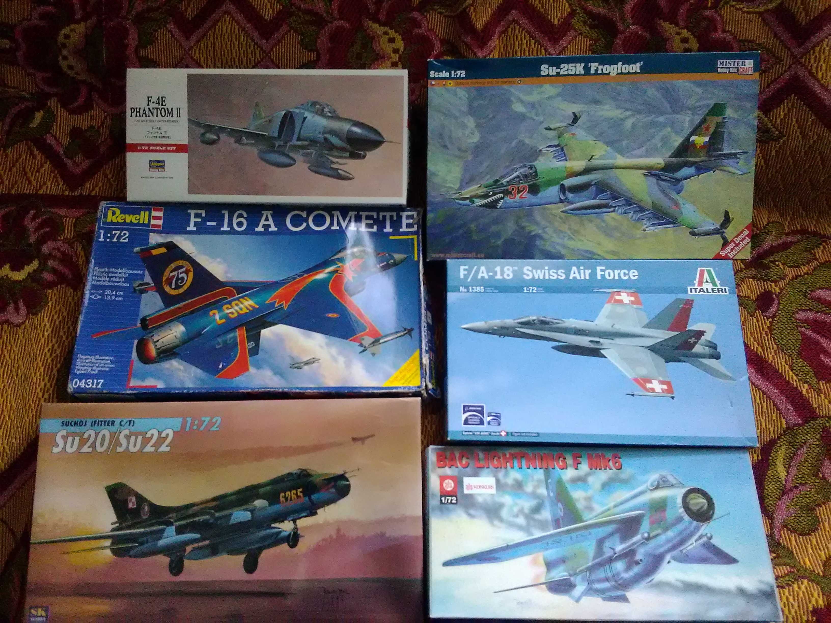 18 modeli do sklejania, m. in. Revell, Heller, Italeri