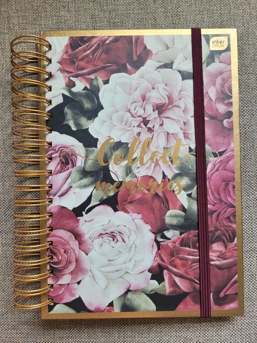 Album na zdjęcia B5 motyw róży, kolor bordowo-złoty