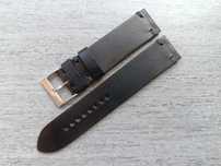 Czarny skórzany pasek zegarka 20 mm mat M