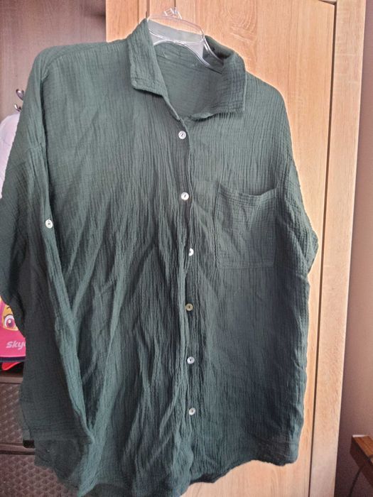 Koszula muślinowa damska butelkowa zieleń rozmiar uniwersalny