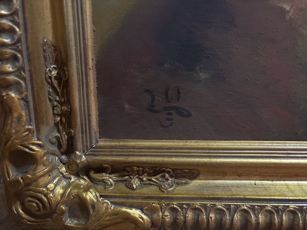 quadro antigo pintado a tinta de oleo