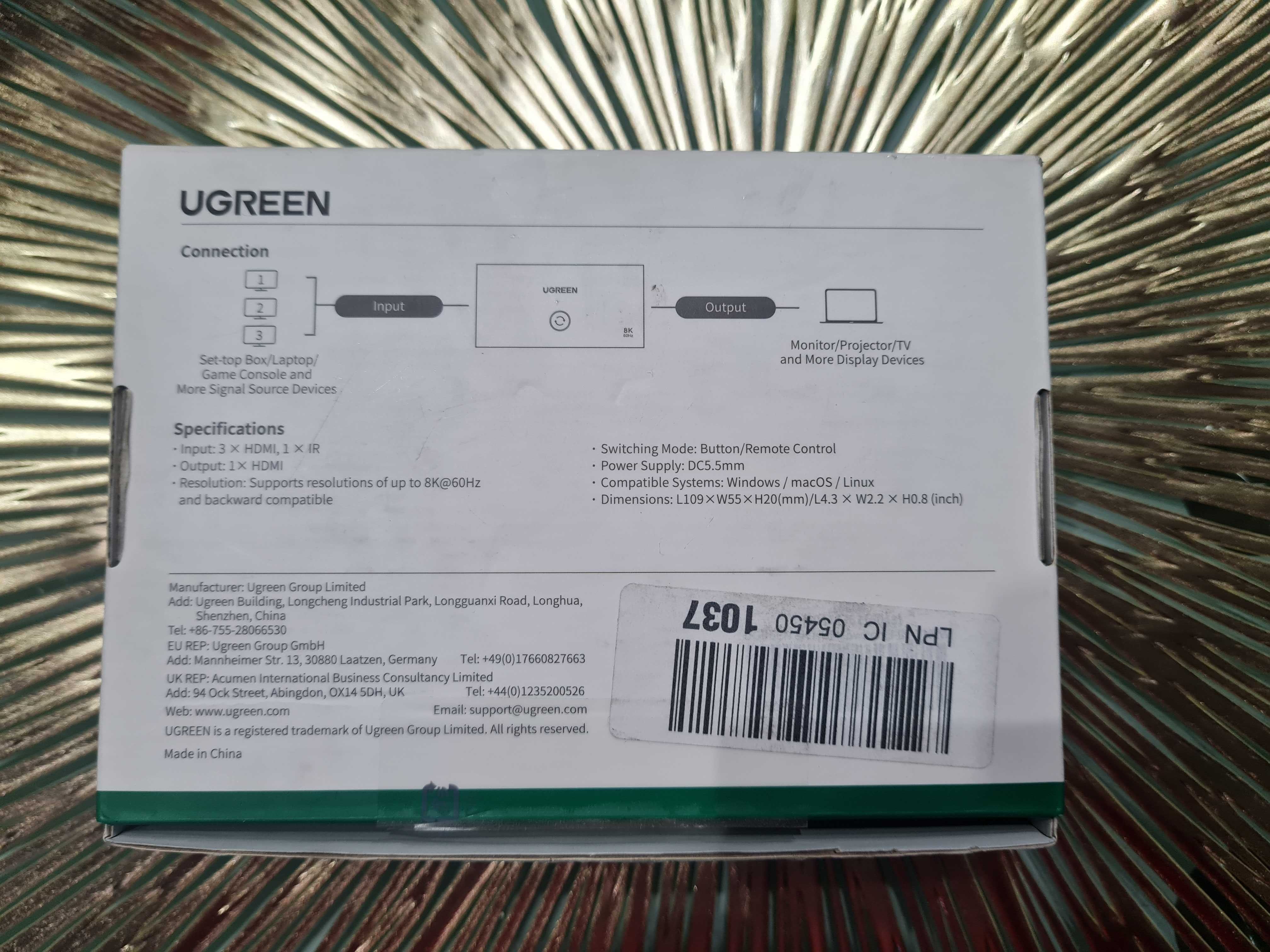 UGREEN HDMI 2.1 Przełącznik 8K  60Hz 3 w 1 Out Rozdzielacz HDMI