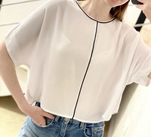 Zara XS biała bluzka minimalizm wiskoza 100%