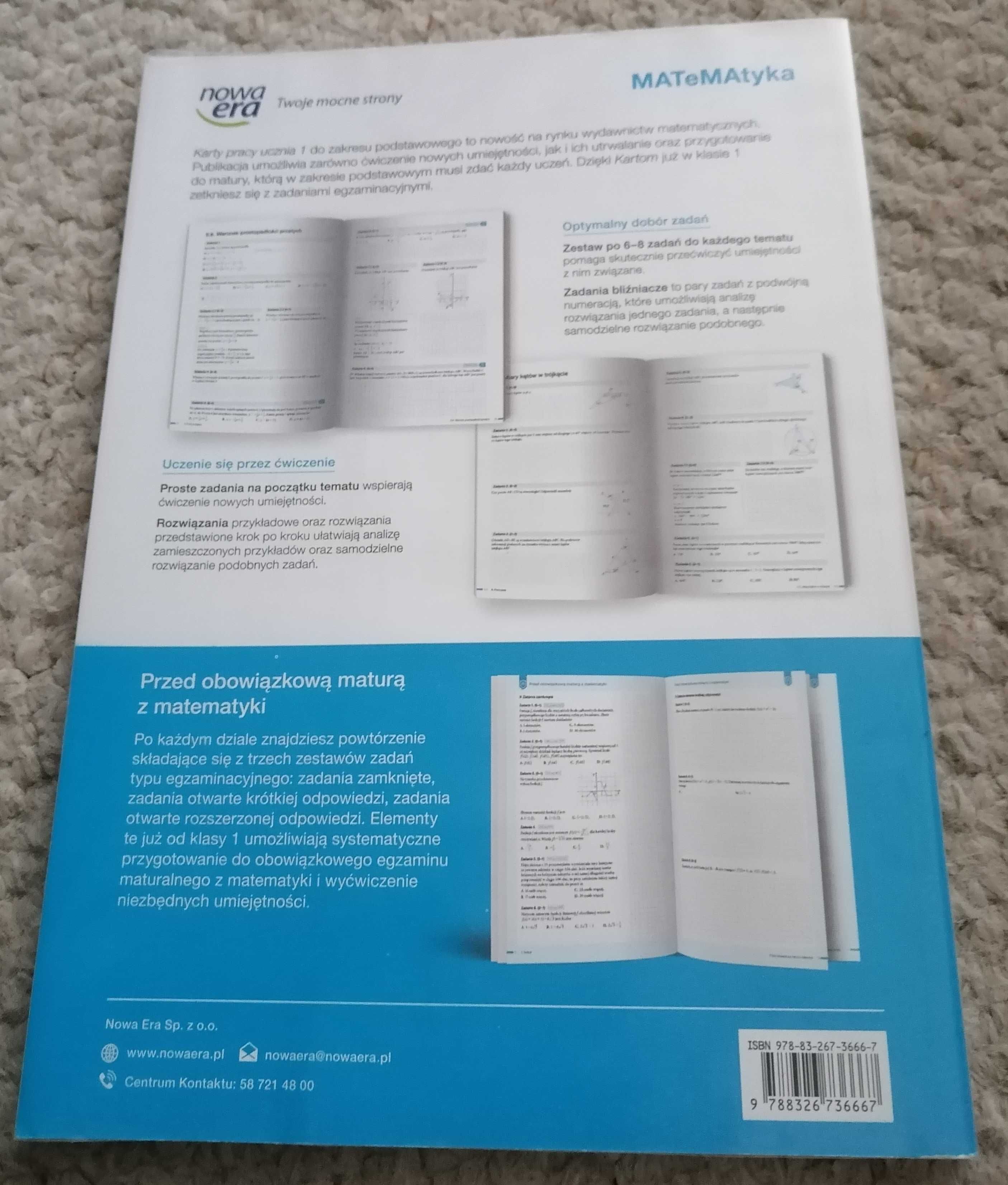 Matematyka 1 - karty pracy - wydawnictwo Nowa Era - NOWE