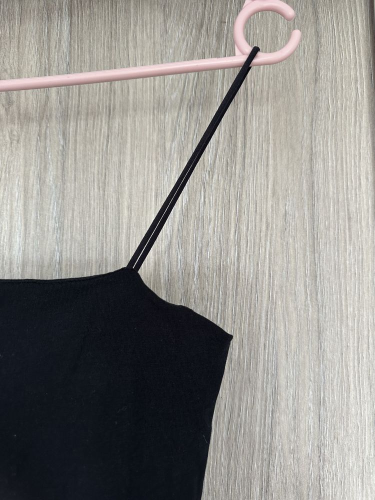 Czarny klasyczny top xxs pull&bear bawełniany na ramiączka bez metek