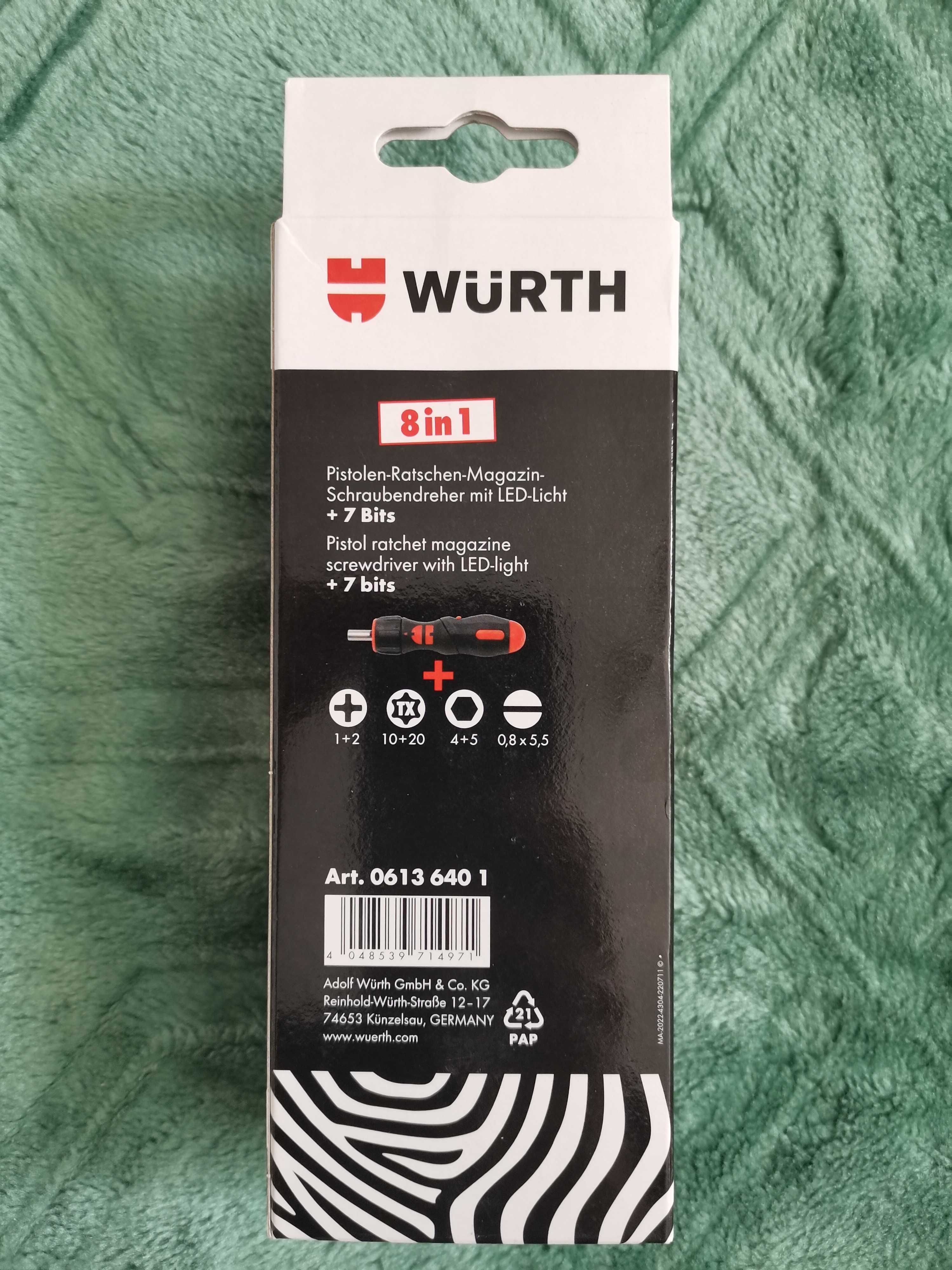 Wurth !!! Wkrętak łamany z magazynkiem LED !!!
