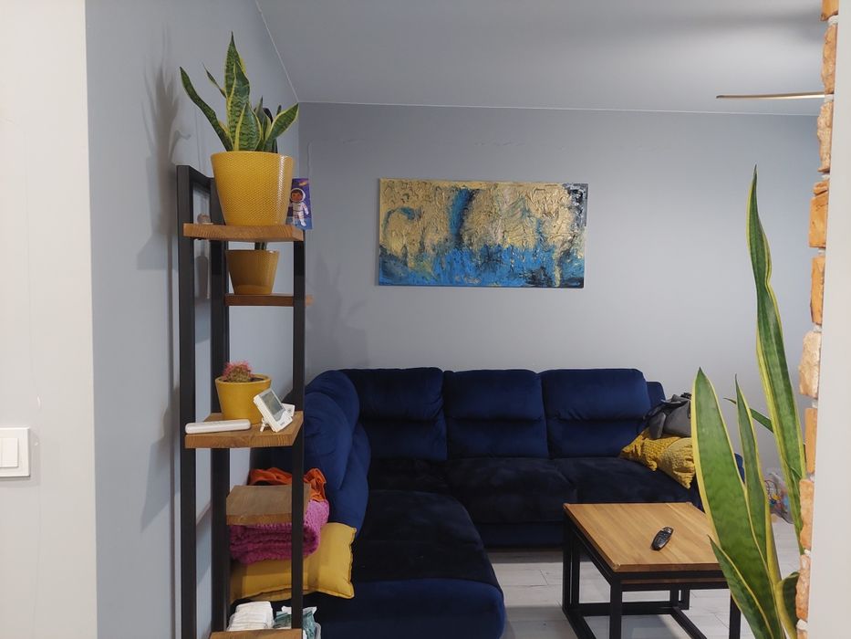 Obraz abstrakcja złoto niebieski