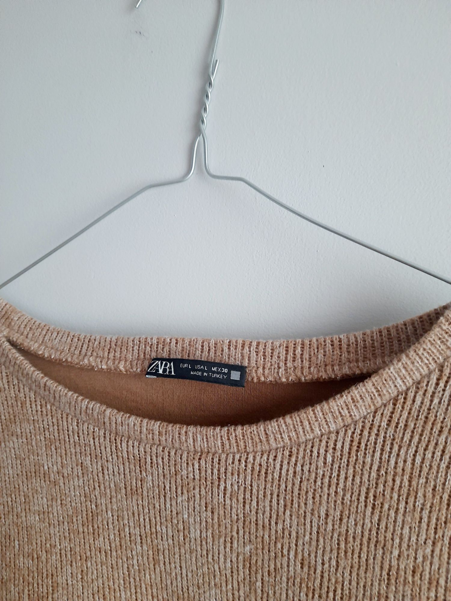 Sweter prążki bluza camel ZARA