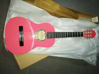 Guitarra clássica 1/2 rosa e kit para crianças