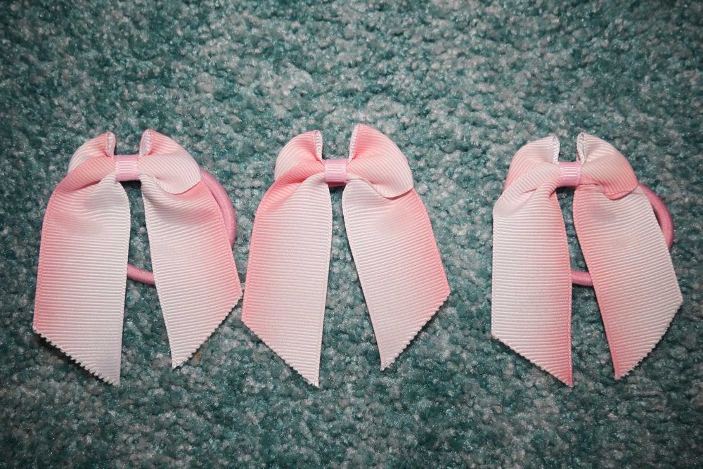 Nowa paka gumka do włosów klamra klips spinka z kokarda różowa biała