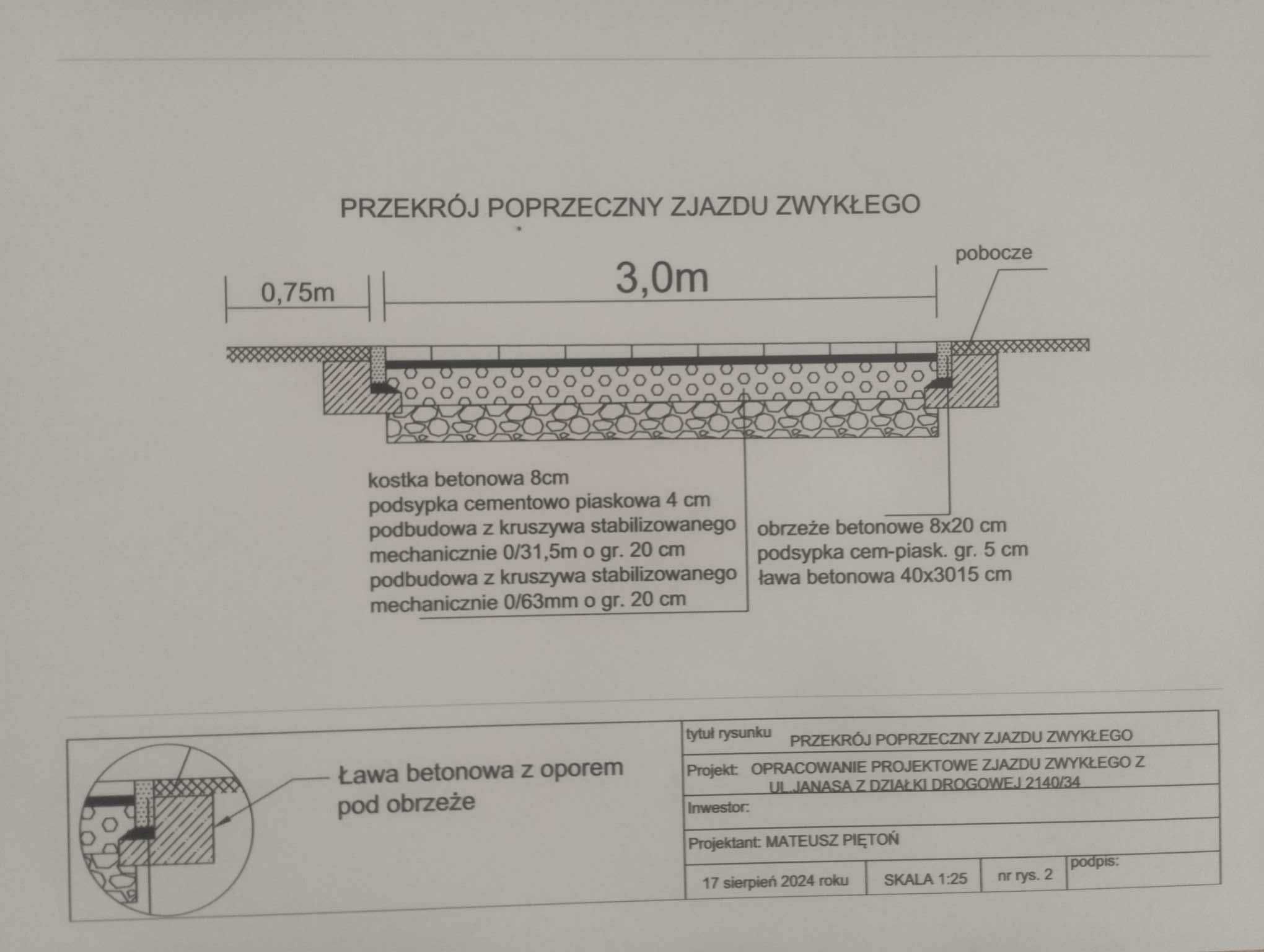 projekty zjazdu do posesji (opracowanie projektowe)