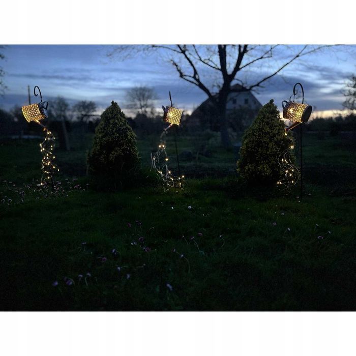OGRODOWA LAMPA solarna wbijana dekoracyjna LAMPA LED na ogród konewka