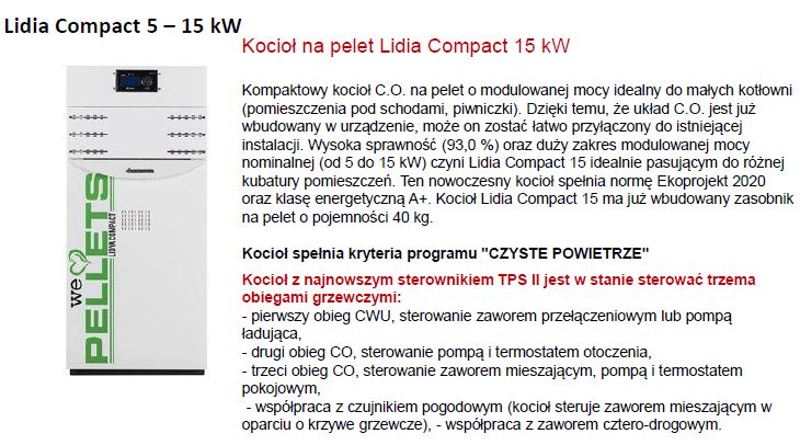 Kocioł Lidia Compact Mini  Dofinansowanie  Pellet, piec, kotły