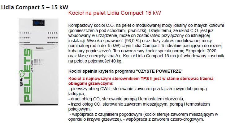 Kocioł Lidia Compact Mini  Dofinansowanie  Pellet, piec, kotły