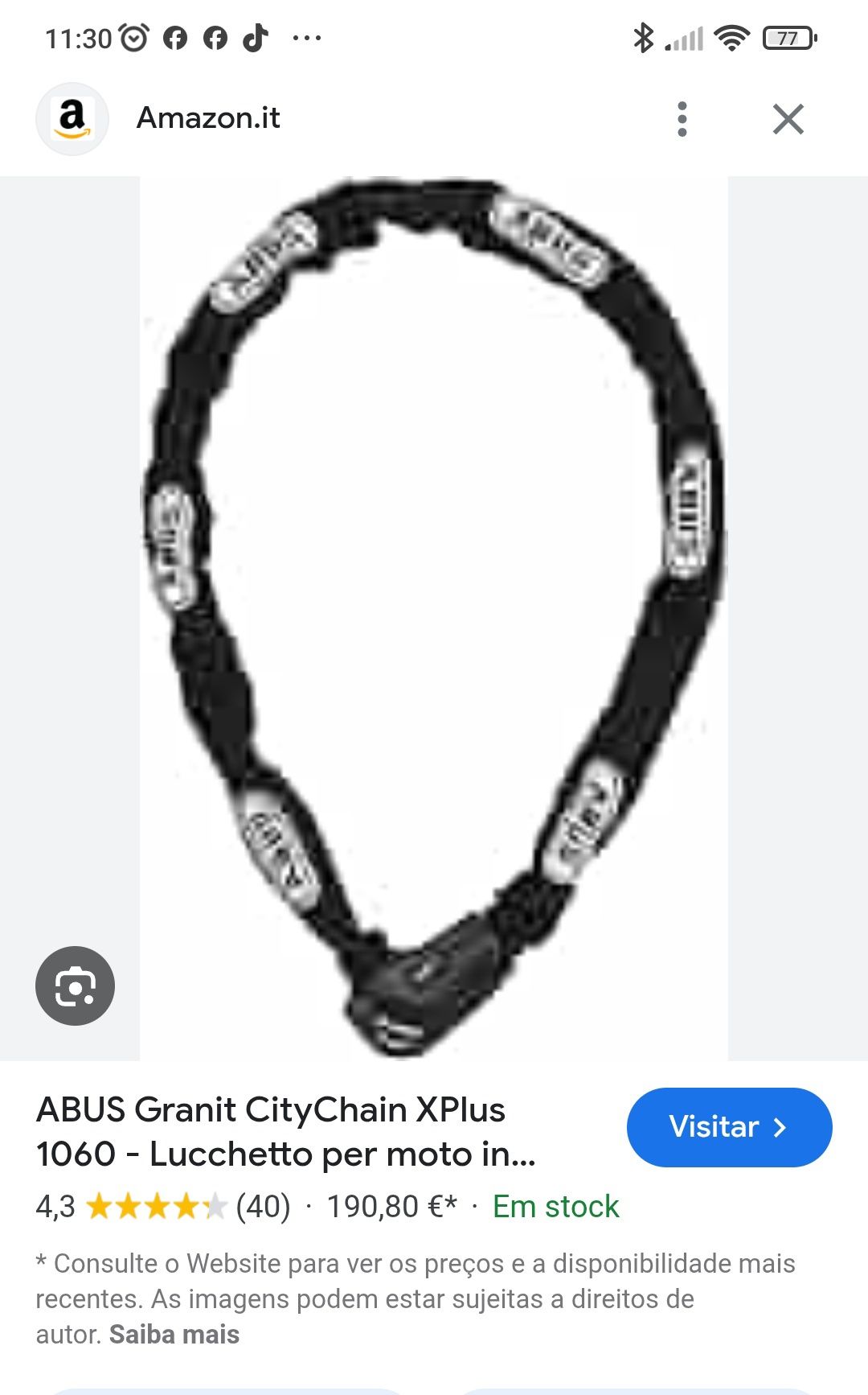 Corrente cadeado ABUS City 1060 XPlus