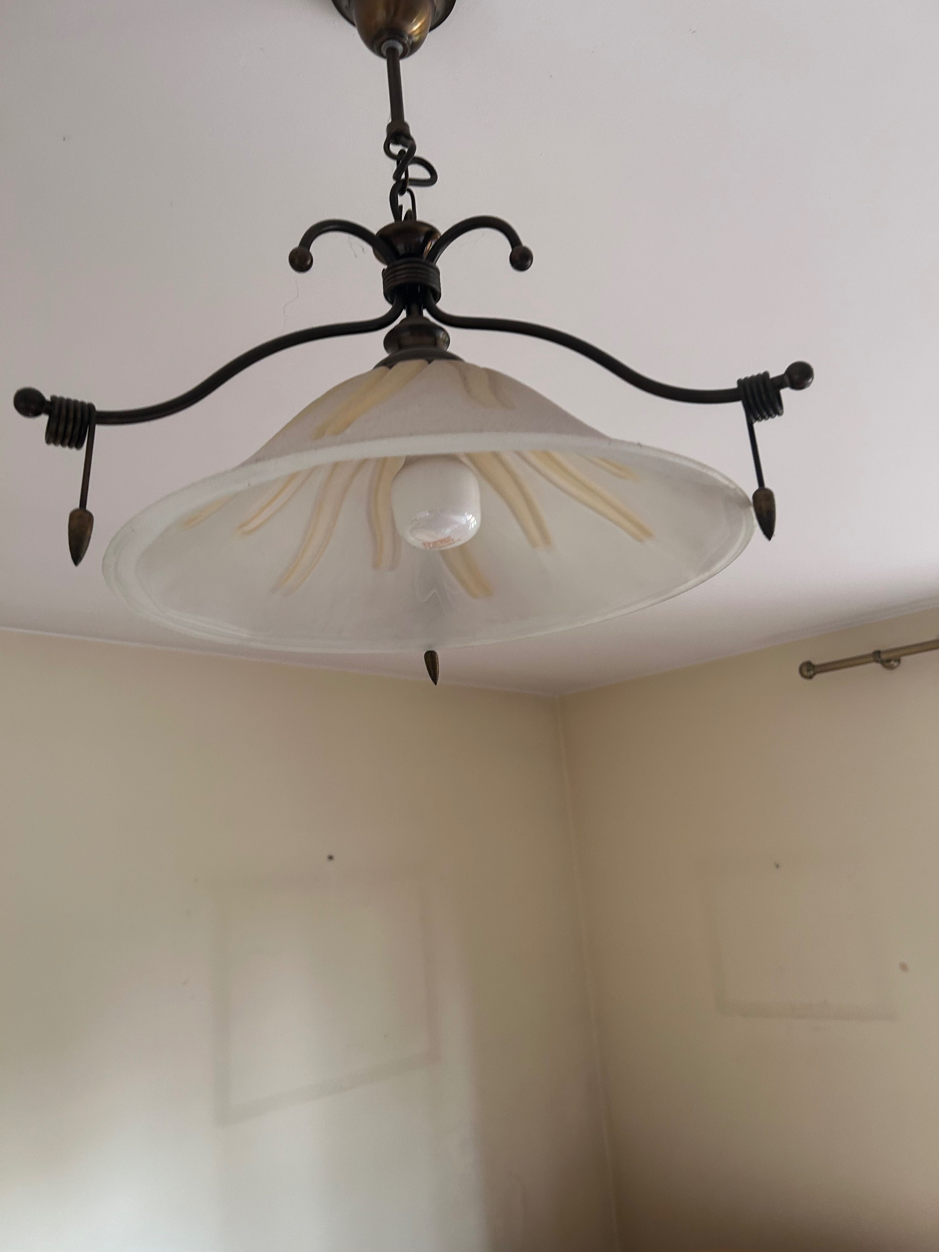 Dwie lampy wiszące kute, szkło