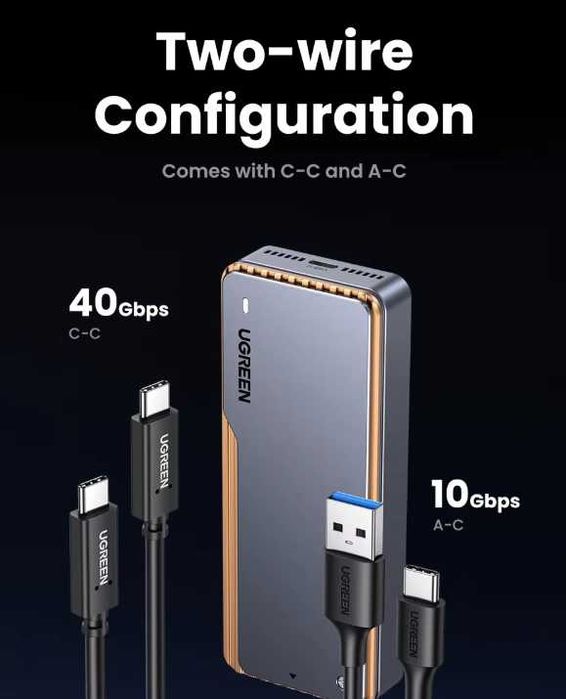 Зовнішня кишеня UGREEN 40Gbps M.2 NVMe SSD to USB4 / SSD Case / карман