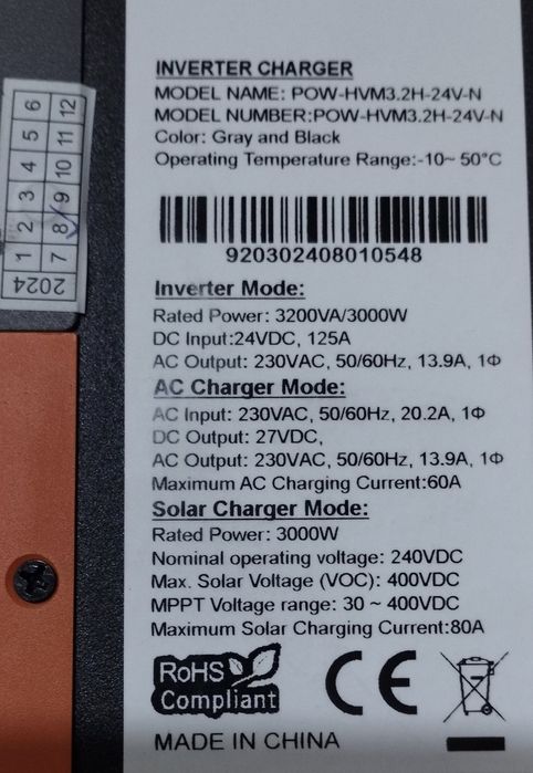 Продам комплект  резервного живлення PowMr POW-HVM3.2H-24V-N