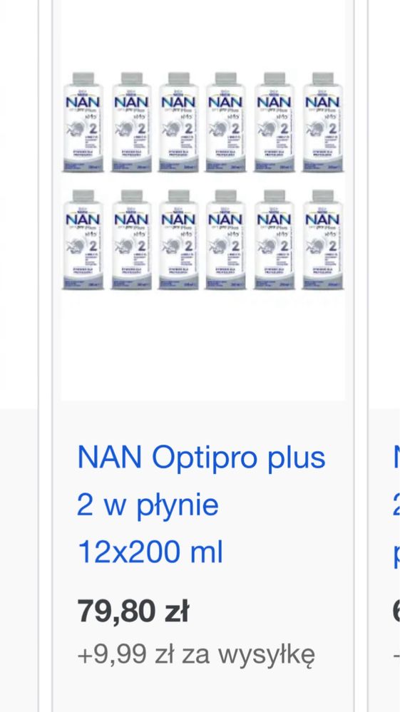 Nestle Nan Optipro Plus 2 Mleko  nastepne po 6 miesiacu 12x500ml