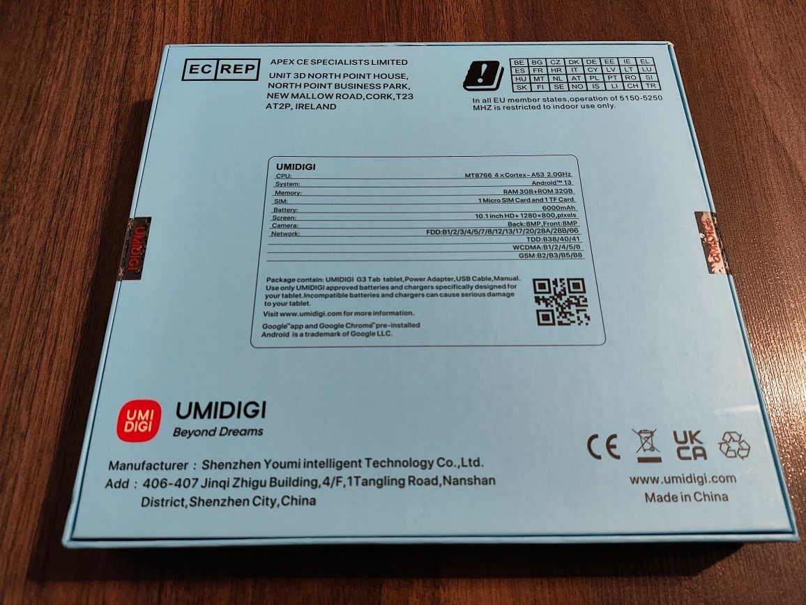 UMIDIGI G3 Tab 3/32GB 10,1" 6000 мАг MediaTek MT8766