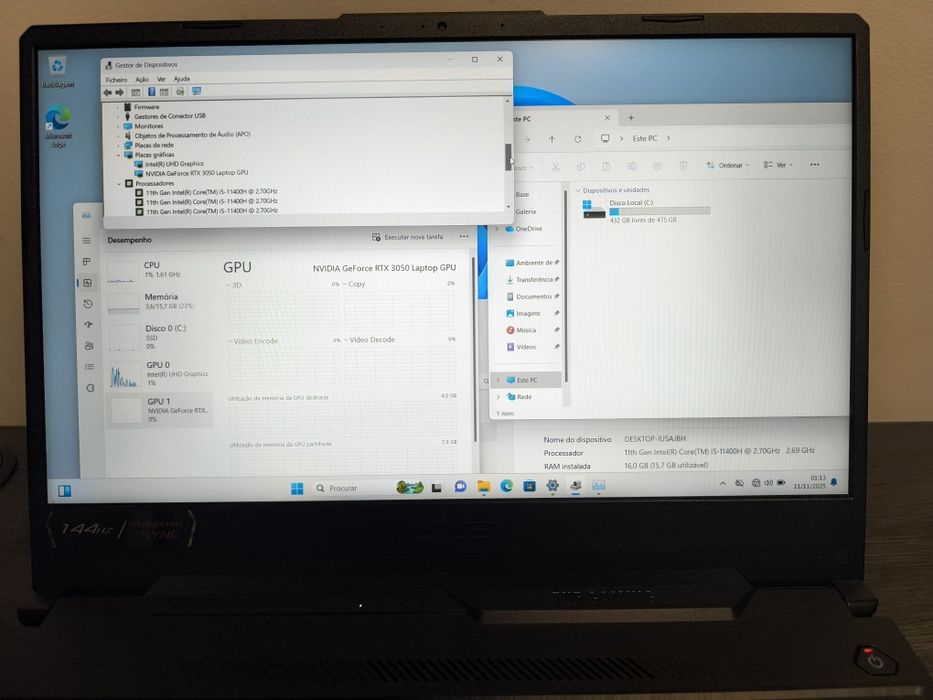 Asus TUF i5 3050RTX 16 Ram 512G 3x S/ Juros