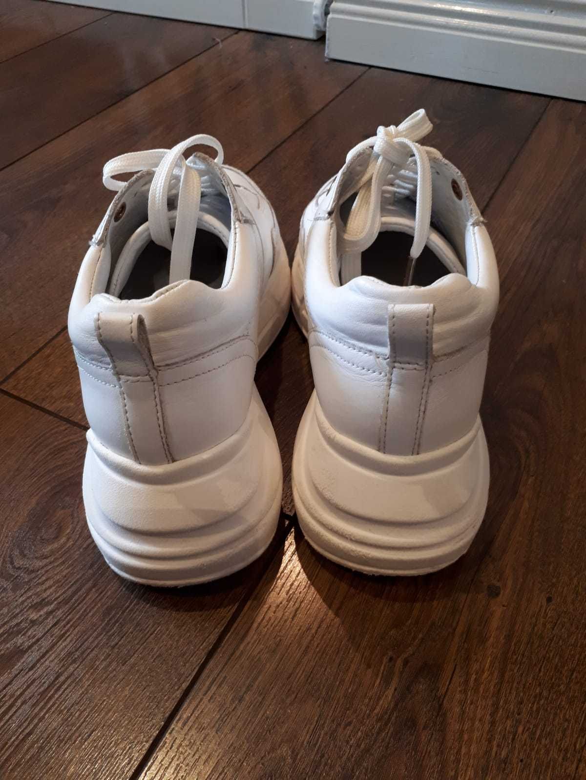 Sneakersy skórzane buty sportowe adidasy białe 38 BADURA