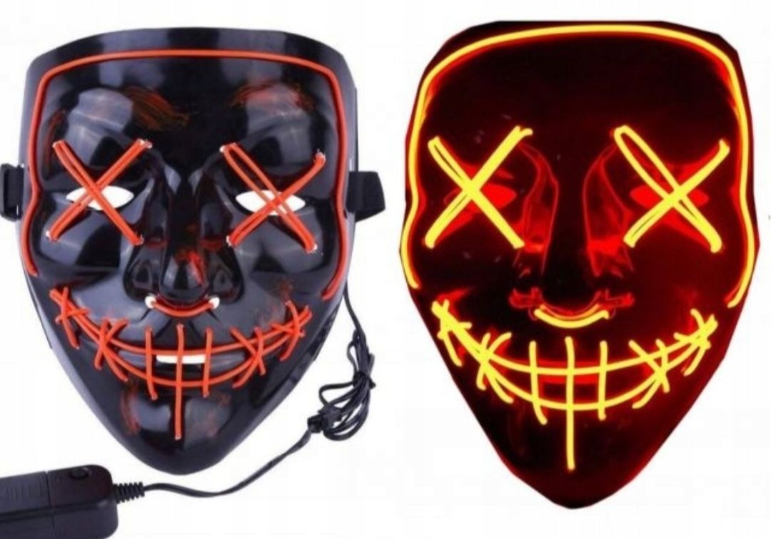 Maska LED świecąca na halloween horror party przebranie
