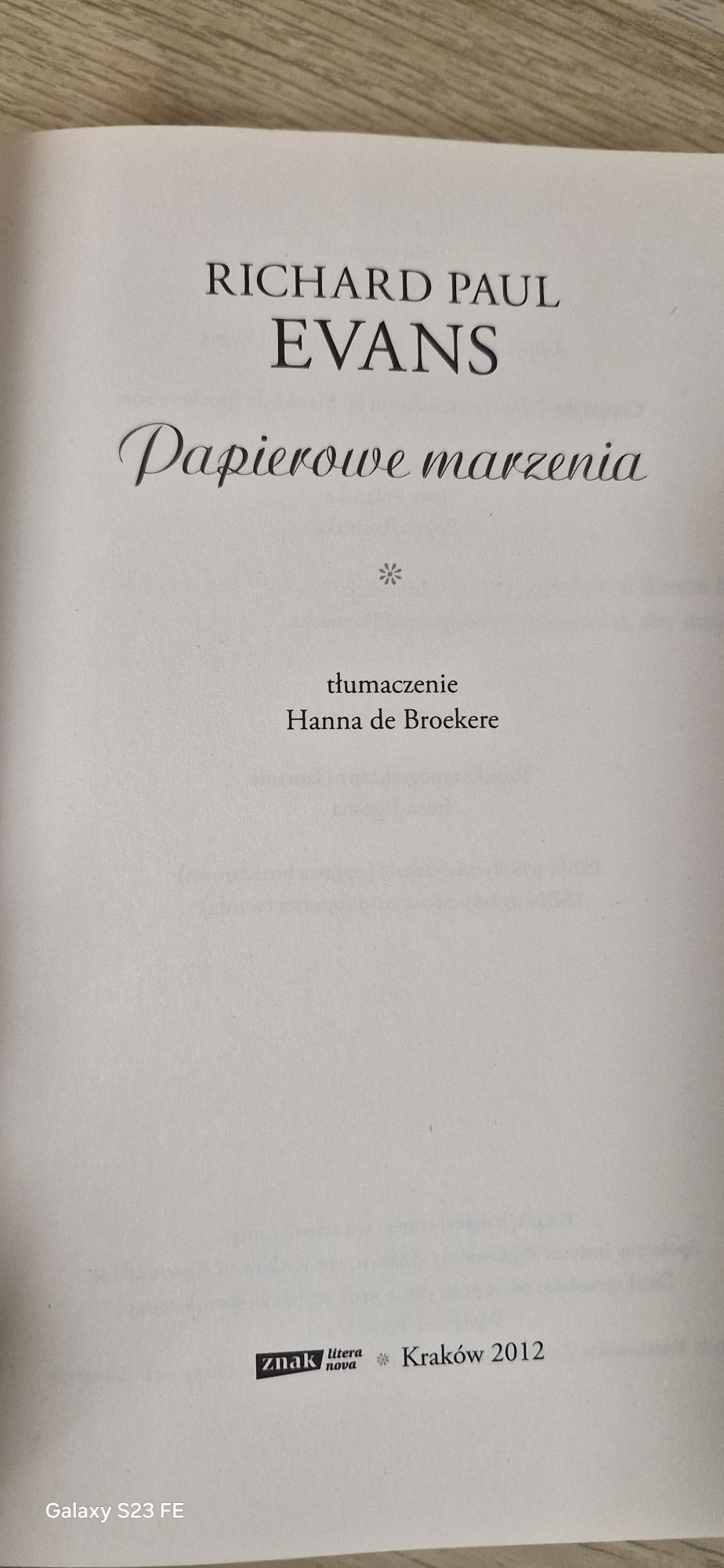 ,,Evans Papierowe Marzenia" Richard Paul