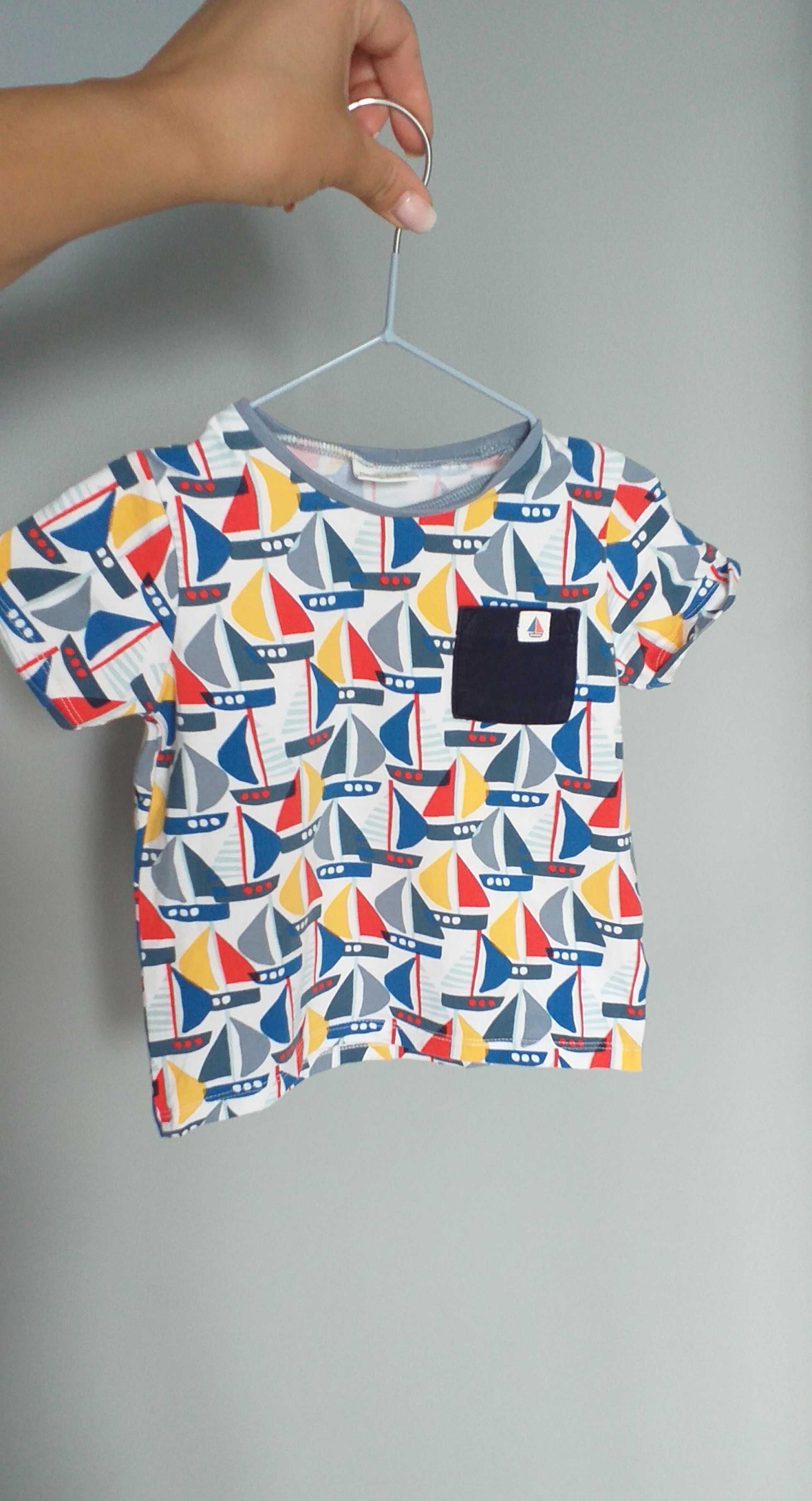 T-shirt koszulka na krótki rękaw bluzka w żaglówki na lato Next 80-86