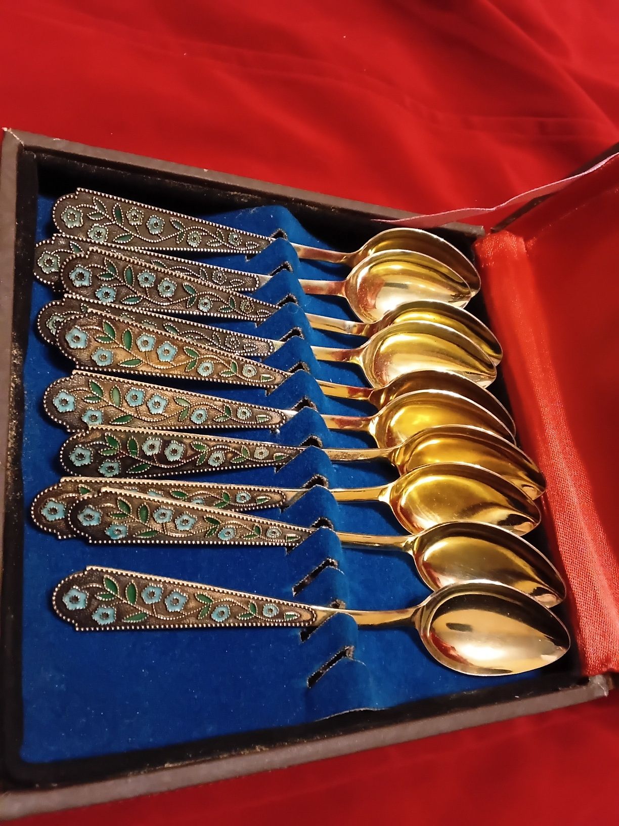 Серебряные чайные ложки Русские самоцветы ЛЮЗ серебро 875 проба срібні