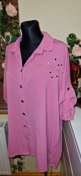 Koszula damska różowa oversize