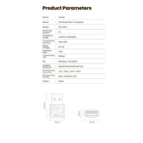 Bluetooth-адаптер Toocki з USB-портом і підтримкою Bluetooth 5,1