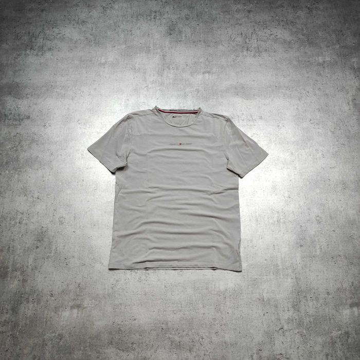 MĘSKA Koszulka Bawełna Szara PREMIUM Logo Elegancka Tommy Hilfiger