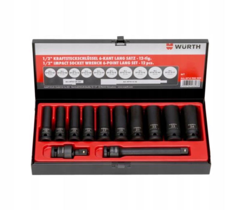 WURTH zestaw kluczy nasadowych udarowych 1/2