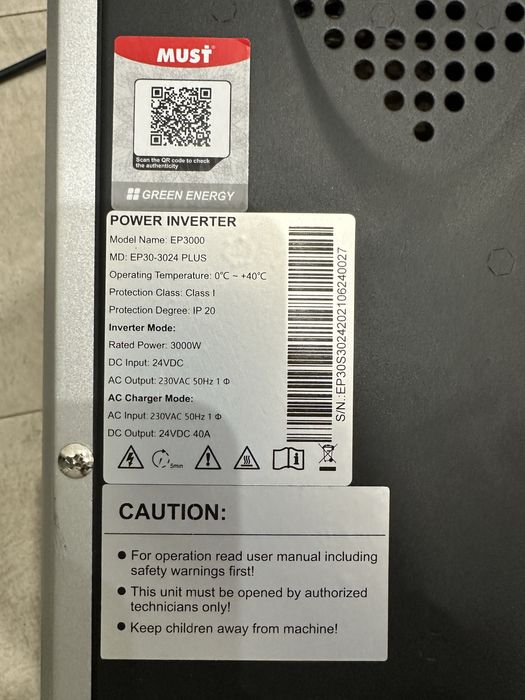 Гибридный Инвертор 3Kwt  (для пуска в 3  раза выше заявленной мощности