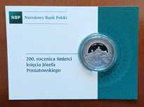 Moneta srebrna 10 zł Józef Poniatowski 200 rocznica śmierci