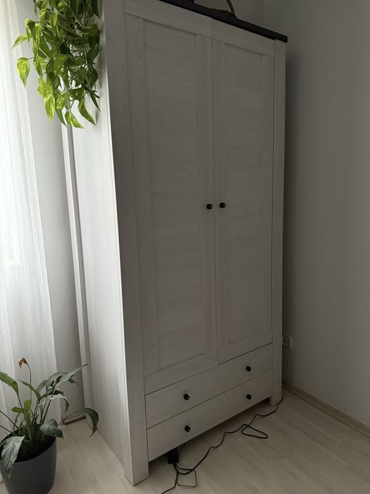 Szafa dwudrzwiowa komoda z szufladami szara ikea agata meble