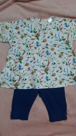 Komplet Zara 98, bluzka i leginsy/ koszulka i getry