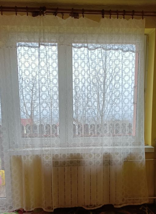 Biała firanka, wzór kwiatowy, 280 x 240 cm
