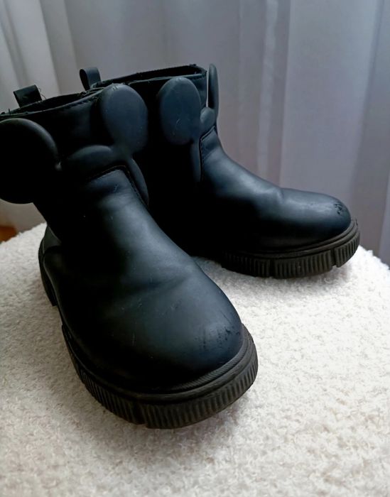 Botki ZARA, Mickey Mouse, buty z uszkami Myszka Miki, sztyblety, 26