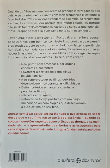 Livro Educar com Bom Senso Javier Urra