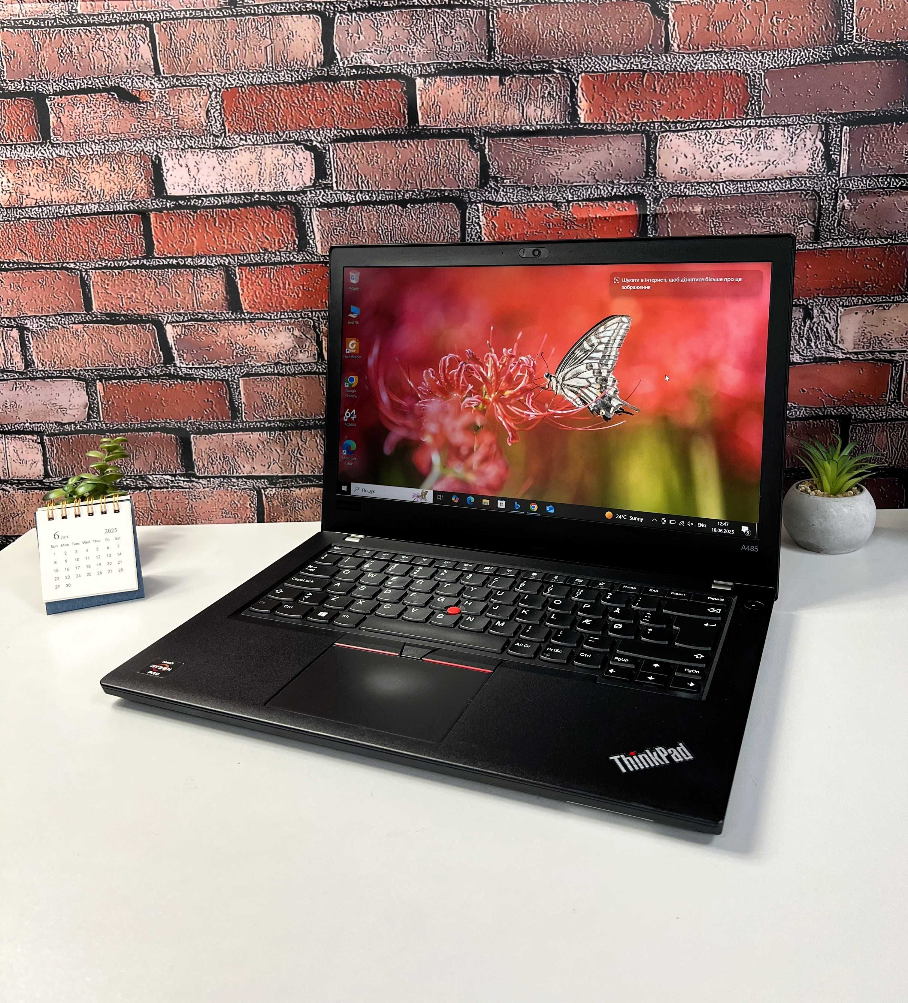 Ноутбук Lenovo ThinkPad A485·Ryzen 5 2500U·16GB+SSD512·14"IPS·Гарантія