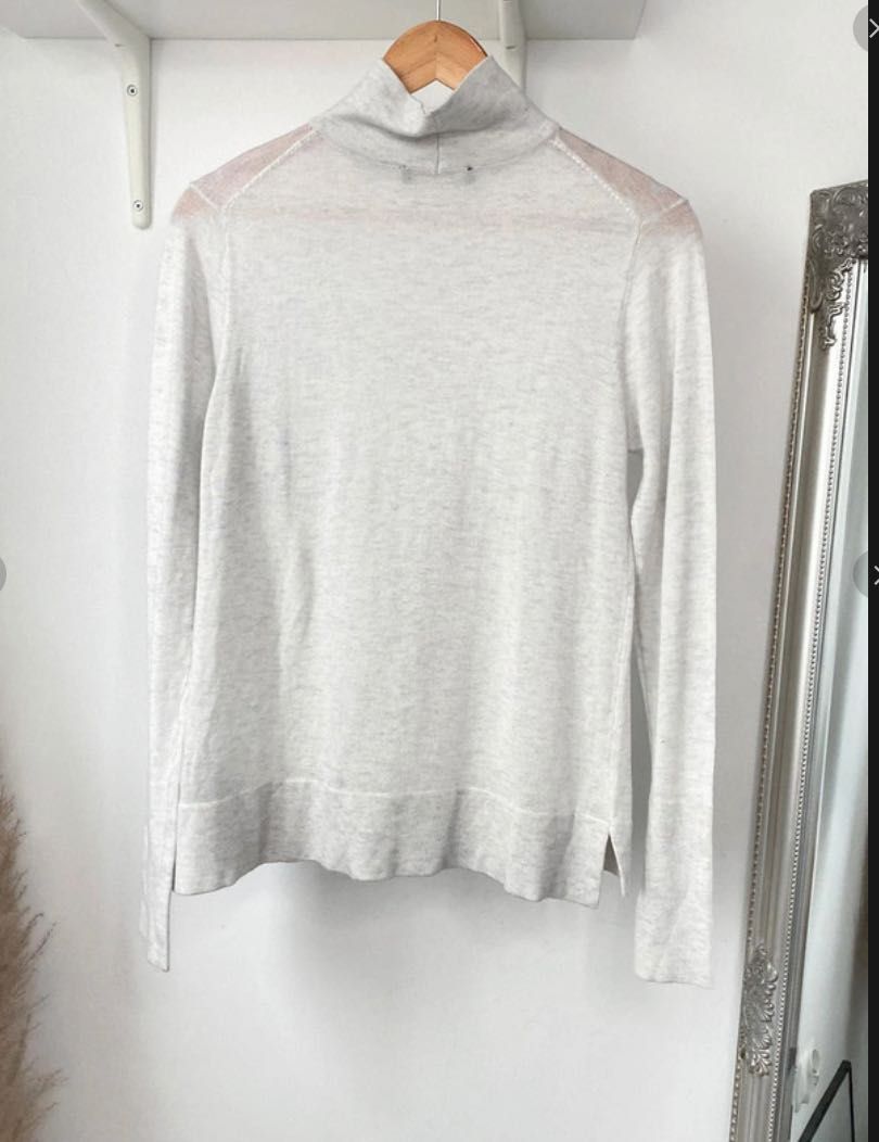 ZARA - Jasnoszary elegancki longsleeve - roz M - z golfem lekka bluzka