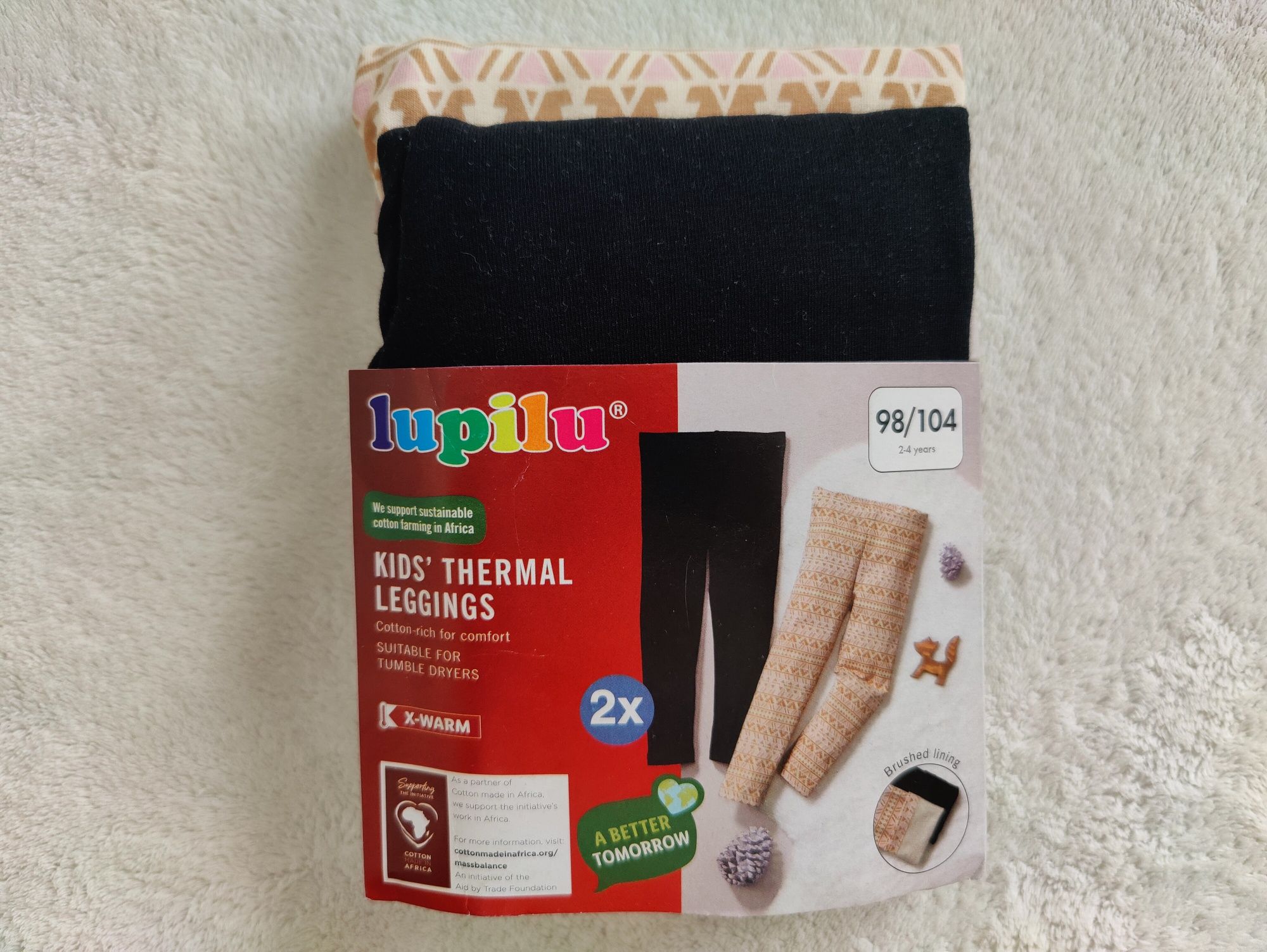 Nowy zestaw termicznych legginsów 98/104cm Lupilu 2 pary spodni Lycra