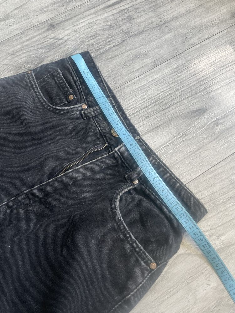 jeansy straight leg prosta nogawka czarne stradivarius 32 xs
